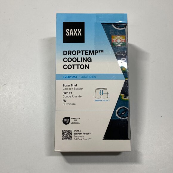 NWT SAXX DropTemp Cooling Cotton Boxer Brief - 'Outside Is In' Print - Picture 2 of 5